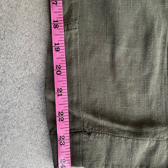 [S]Ricki’s Olive Green Women Linen Blend Ankle Pants Lagenlook Drawstring - Picture 3 of 9
